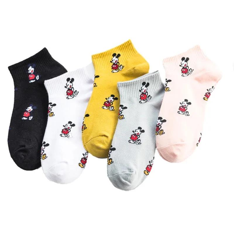5 пар модных женских носков в стиле Харадзюку носки с милыми животными и Микки весенние и осенние носки забавные женские носки - Цвет: mix 5 pairs