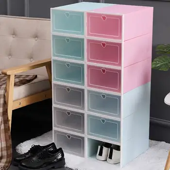 

Clear PP Stackable Dust-proof Flip Drawer Shoes Box Home Storage Container Organizer Thickened Shoes Organizer Drawer Shoe Boxes