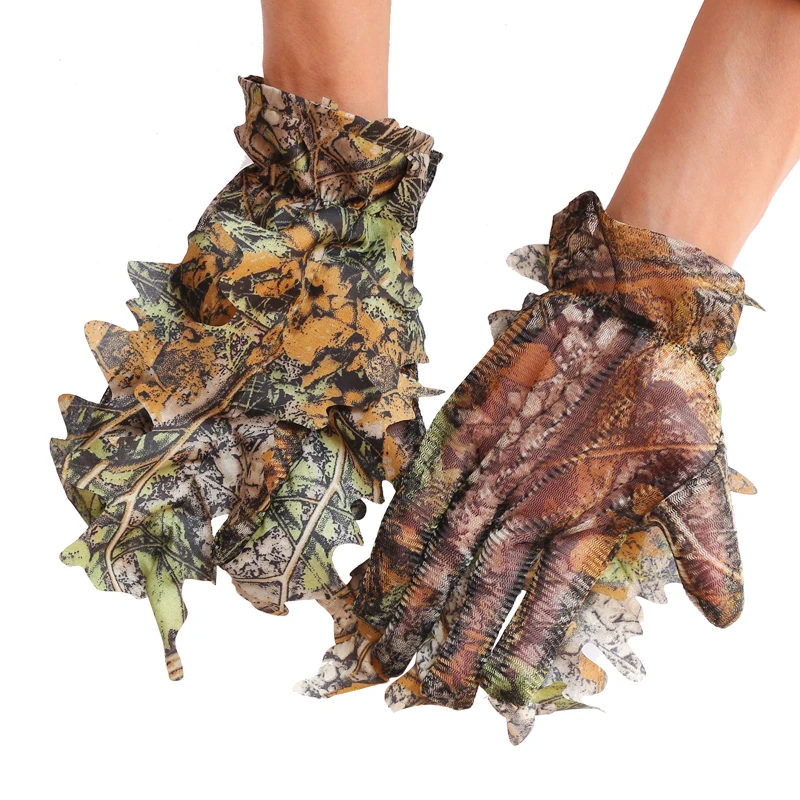 3D Camouflage Hunting Gloves Silence Fabrics Camouflage Summer Fishing Gloves Outdoor Bird Watching Men Quick Dry
