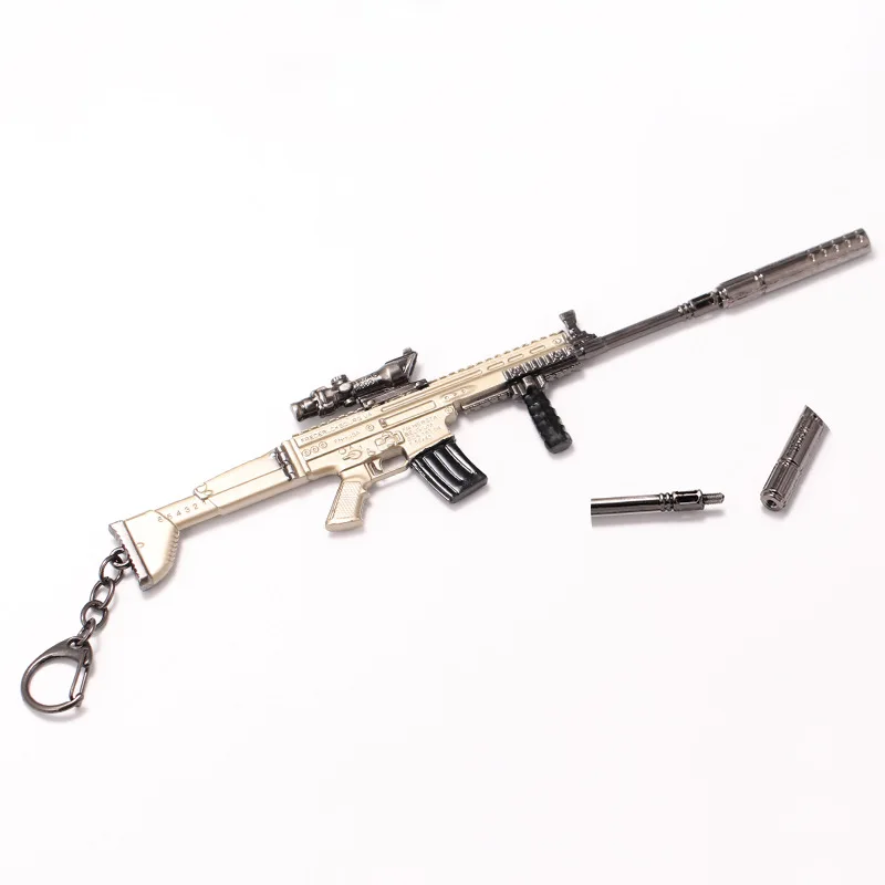 Новая игра PUBG CS GO брелоки в виде оружия брелок M16 AK47 металлический кулон снайперский брелок для ключей на цепочке ювелирный сувенир 21 см - Цвет: Коричневый