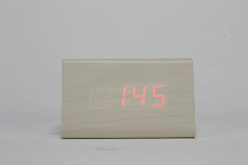 New Style Creative Voice LED Wood Clock Mute Night Light Multi-purpose Alarm Clock USB with Numbers Smart Wood Clock