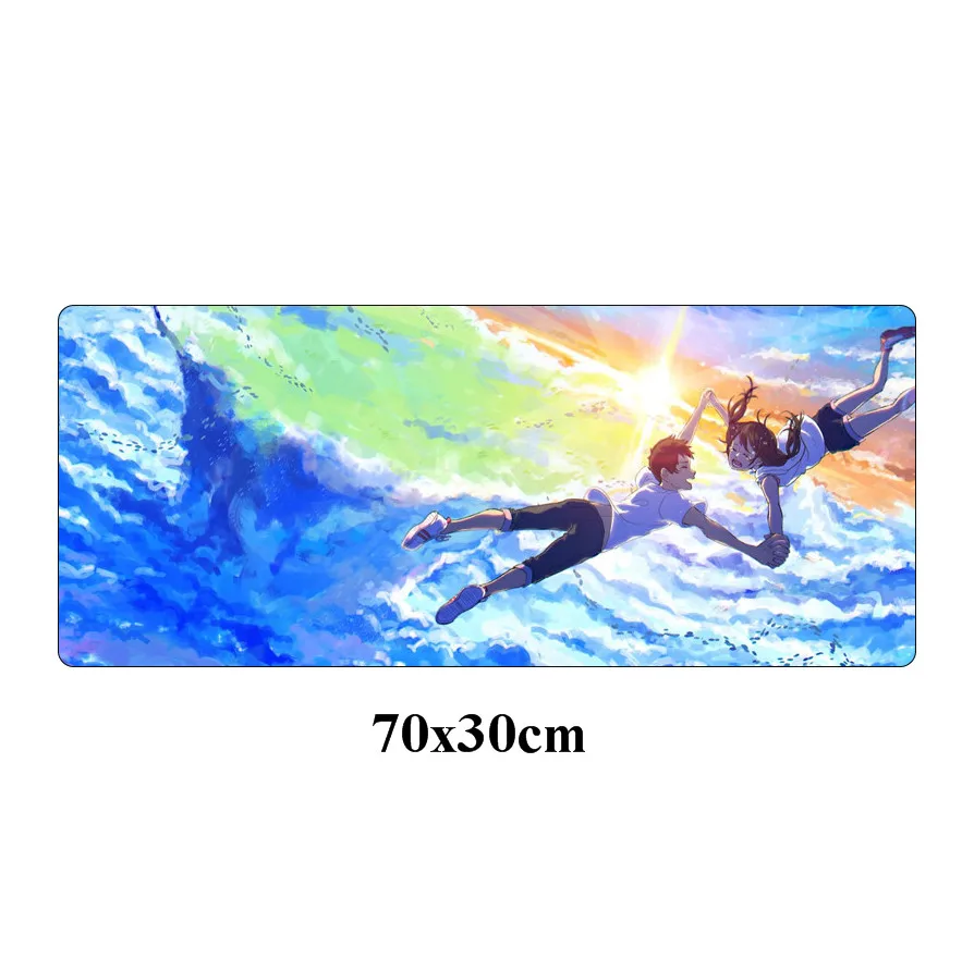 Белый 70x30 см большой коврик для мышки с аниме выветривание с вами игровой коврик для мыши геймер прочный фиксирующий край пользовательский компьютерный резиновый Настольный коврик - Цвет: Белый