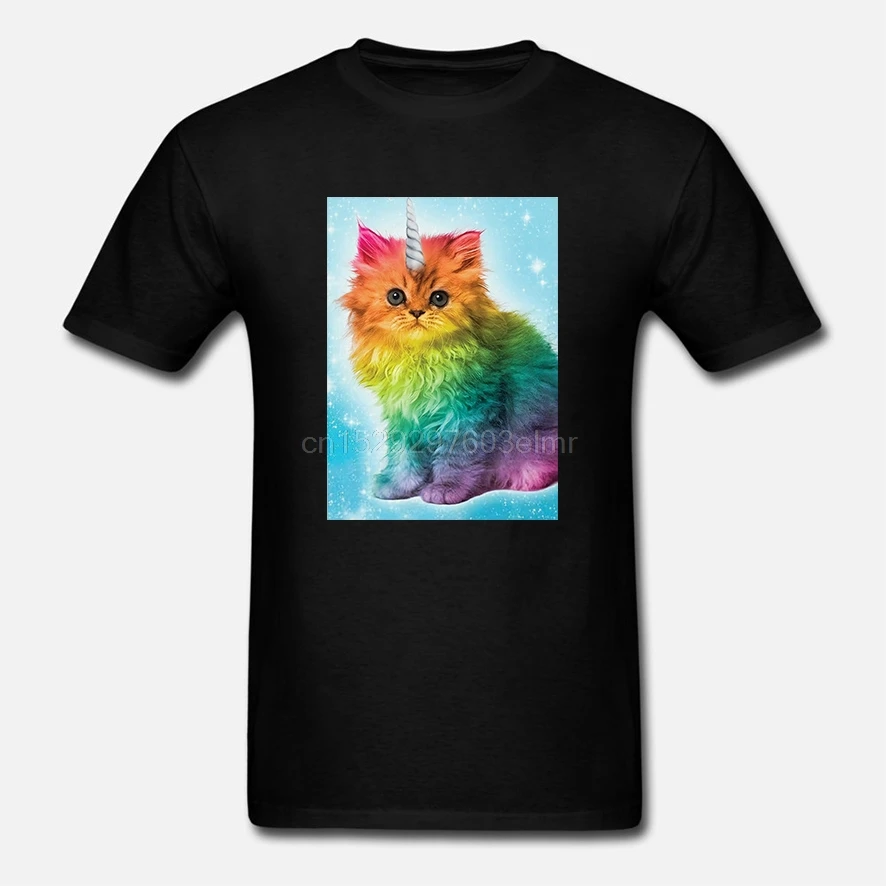 T Shirt Homme Chaton Chat Licorne Mignon Adorable Arc En Ciel Mode Mimi Swag Print Short Sleeve Tshirt T Shirts Aliexpress