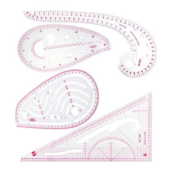

Sewing Ruler Set (4 Pcs) - Metric Ruler Set French Curve Pattern Grading Ruler Dressmaking Drawing Drafting Measure Template Too