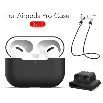 

3 in 1 TPU Soft Cover Case For Airpods Pro Anti-Lost Strap Rope For Apple Airpods Pro Headphone Silicone Holder Cover Shell
