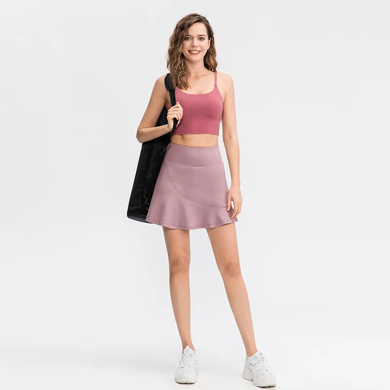 Summer New Sports Shorts Women Fitness Running Training Loose Short Skirt Quick-Dry Fake Two-Piece Cheerleaders Tennis Culottes