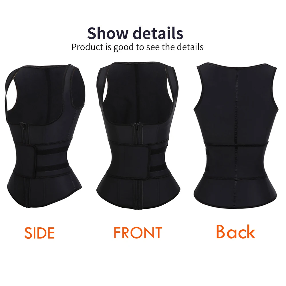 Plus Size Latex Waist Trainer Vest Corset High Compression Women Zipper Body Shaper Underbust Waist Cincher Girdle Shapewear