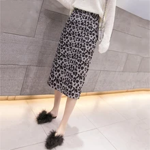 RICININA, леопардовая расцветка, юбки для женщин, длинные, Jupe Femme,, осень, высокая талия, эластичный разрез, женские юбки, s, Зимняя юбка миди, Mujer