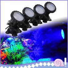 1 set With 4 Lights Aquarium Spot Light Remote Control Waterproof Submersible RGB for Garden Pond Pool Tank