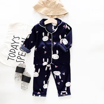 

New Hot Sales Baby Kids Boys Girls Pyjamas Cute Bunny Print Outfits Set Long Sleeve Blouse Tops+Longs Sleepwear Pajamas Sets