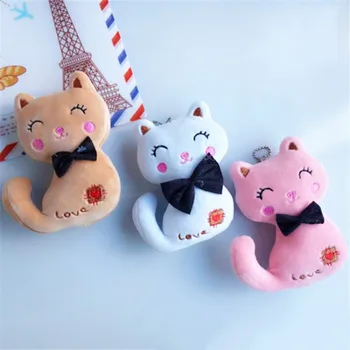 

3Colors Little Size 10Cm New Cat Plush Toy Animal Stuffed Kitty Cat Key Chain Toy Kid Party Plush Toy Bouquet Plush Dolls JM217