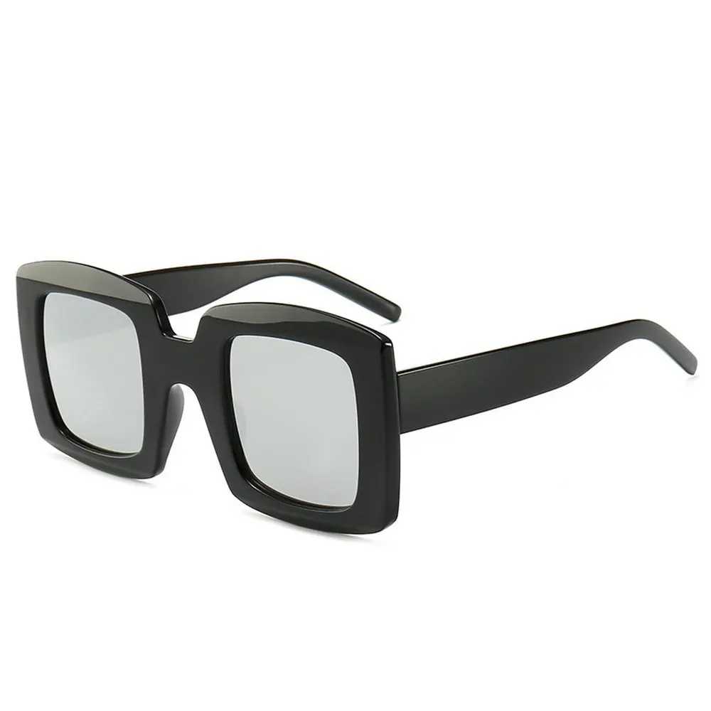 black silver Новые модные квадратные солнцезащитные очки винтажные Ретро женские широкие фирменный дизайн Солнцезащитные очки женские черные тёмные очки UV400 NX - Цвет линз: black silver