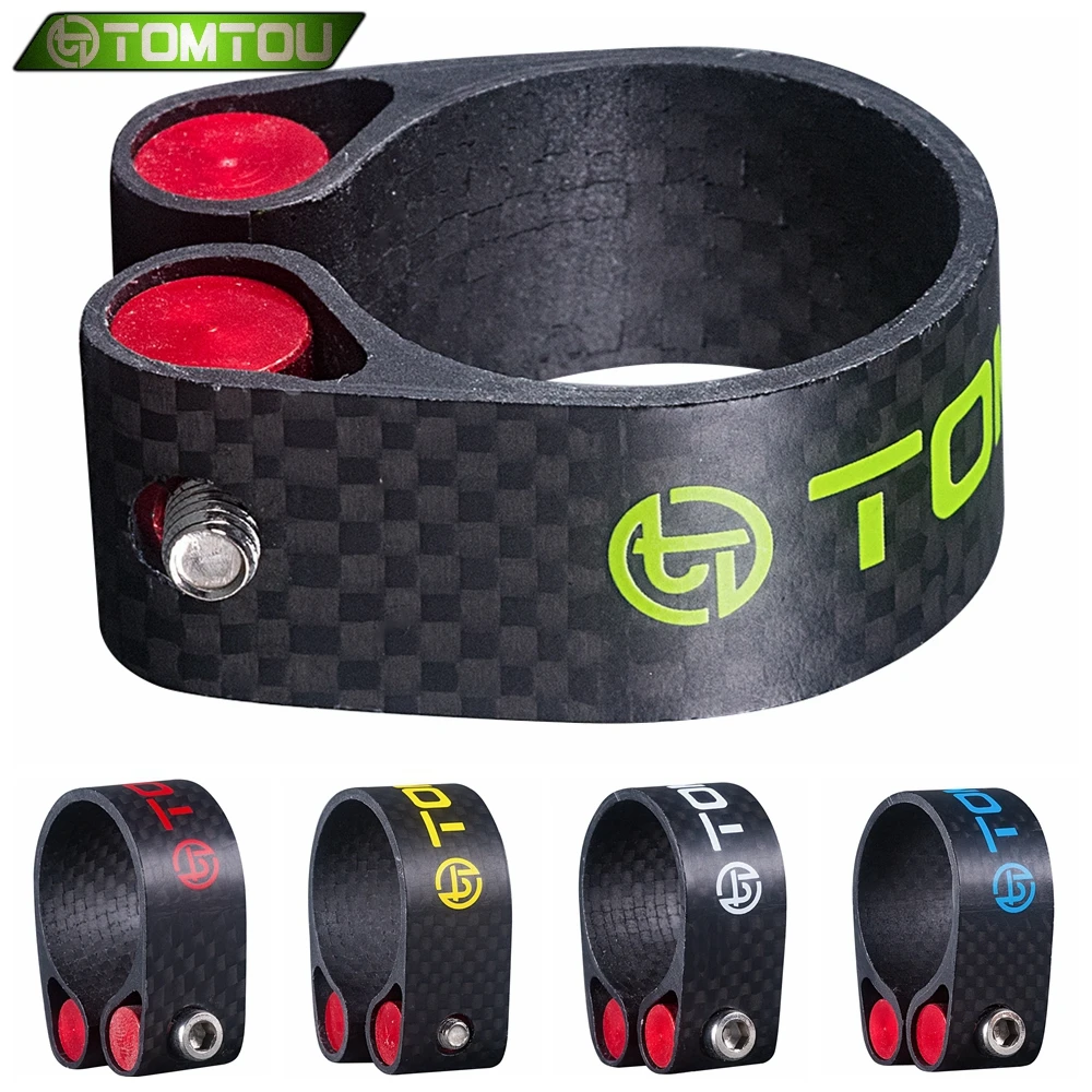 

TOMTOU Marre 3K Carbon Fiber Bicycle Seatpost Clamp Mountain Road Bike Seat Post Clamp Tube Clip Bike Parts 31.8mm 34.9mm