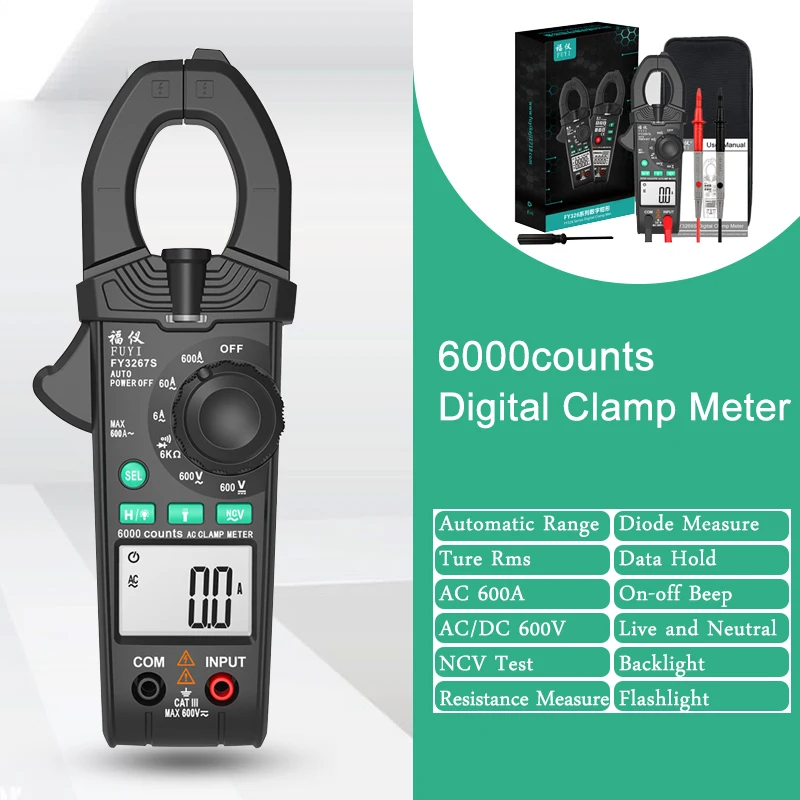 

Smart Clamp Meter Digital Clamp Multimeter DC AC Current Voltage Ampere NCV Ohm Tester Current-measuring Pliers Electrician Tool