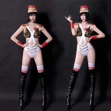 DS Джаз Танцевальные Костюмы Ночной клуб Сценические Костюмы Для Певцов Костюм Производительности DJ Эластичная сила Блестки Танец Боди женщины