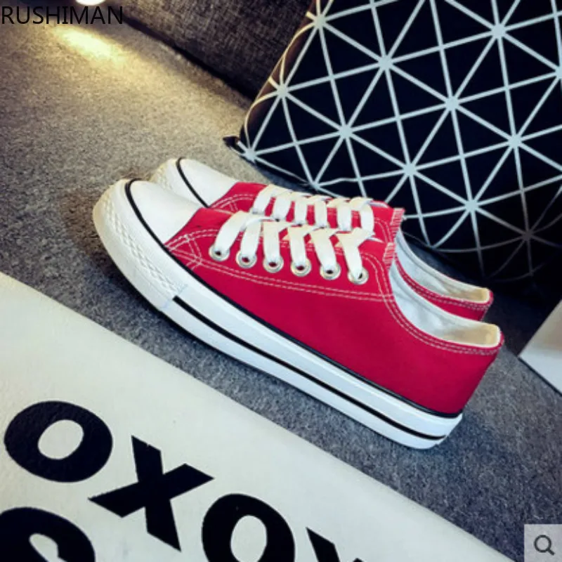 

RUSHIMAN Wholesale Summer Low Top Canvas Shoes Women's Breathable Cloth Shoes Students Sneakers Flat Casual Shoes White 35-43