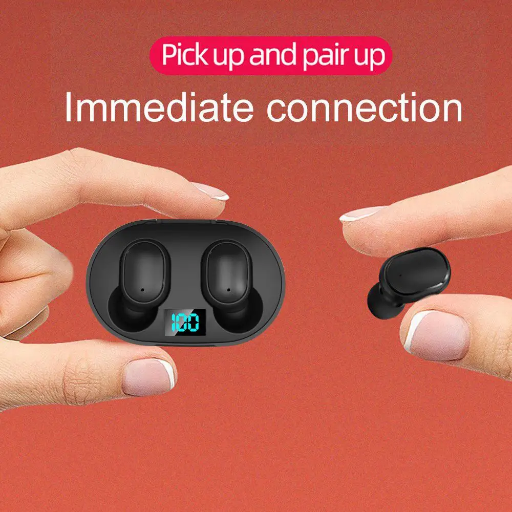 HobbyLane E6S TWS Wireless Bluetooth 5 0 Earphones 6D Stereo LED Display Earsets IPX5 Waterproof for iPhone Huawei Samsung d29