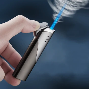 

Torch Turbo 1300 C Windproof Lighter Ultra-Thin Metal Long Stripe Jet Straight Fire Gas Butane Welding Cigar Cigarettes Lighters