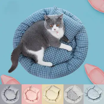 

Pet Bed Cat Lounger Sofa Soft Warm Cotton Cat Bed Cat Bed With Summer Mat Big Dog Bed Puppy Round Shaped House Pet Supplies