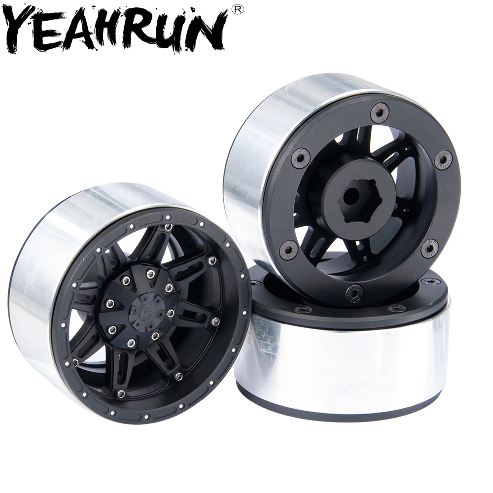 

YEAHRUN 2.2inch Black Aluminum 8 Spoke Beadlock Wheels Rims Hubs 30mm Width For 1/10 Crawler Wraith Car