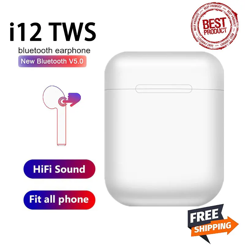 Новые оригинальные Беспроводные водонепроницаемые Bluetooth наушники I12 TWS