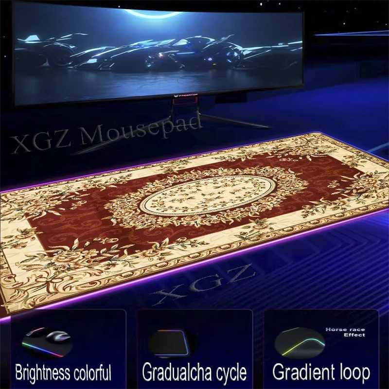 XGZ аниме большой RGB коврик для мыши замок край дворец красный персидский ковер компьютерный стол коврик нескользящий Csgo Gamer 400x900/800x300 Xxl