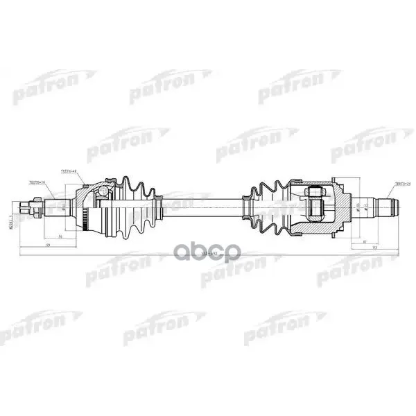 Полуось Лев Lexus: Rx330, Rx350 04-09 Toyota: Camry 02-06, Highlander 01-07, Solara 04-08 3.03.3 PATRON арт. PDS6221