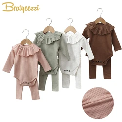 Ensemble de vêtements en coton pour bébés filles, 3 pièces, body, pantalon, col, tenue pour petites filles 