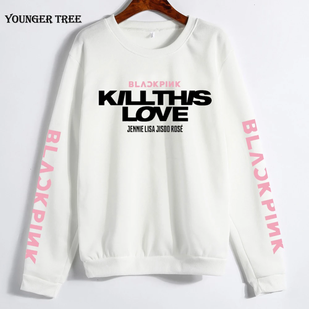 Young Tree унисекс Одежда для влюбленных корейский Черный Розовый KILL THIS LOVE Album толстовка с буквами Мужской Женский пуловер Sudadera Mujer