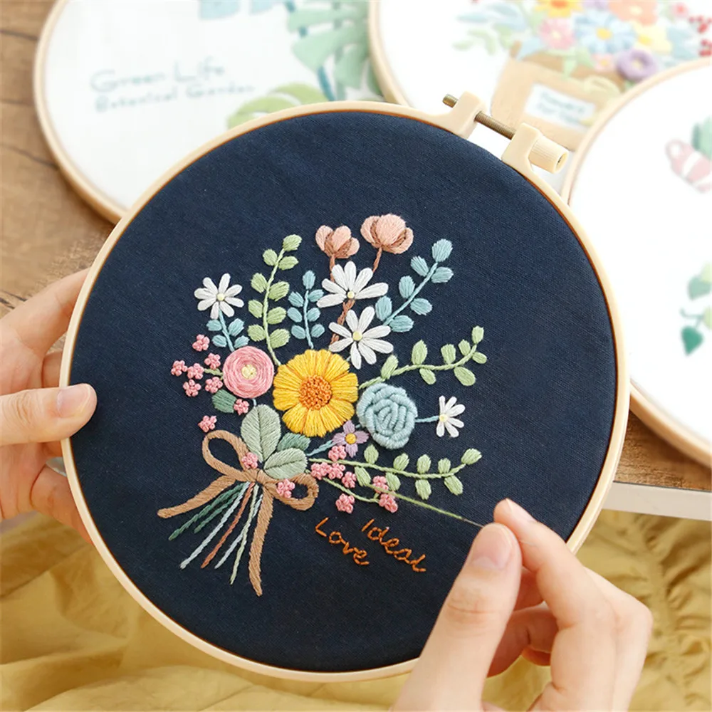 Flowers Pattern DIY Cross Stitch Kit Handmade Craft Sewing Embroidery Set