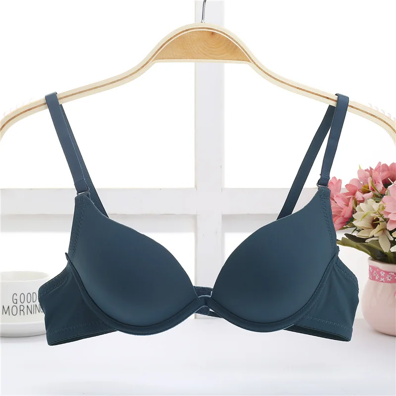 Summer Women Deep V Black Sexy Soft Bra Gathered Small Chest Girl Bra
