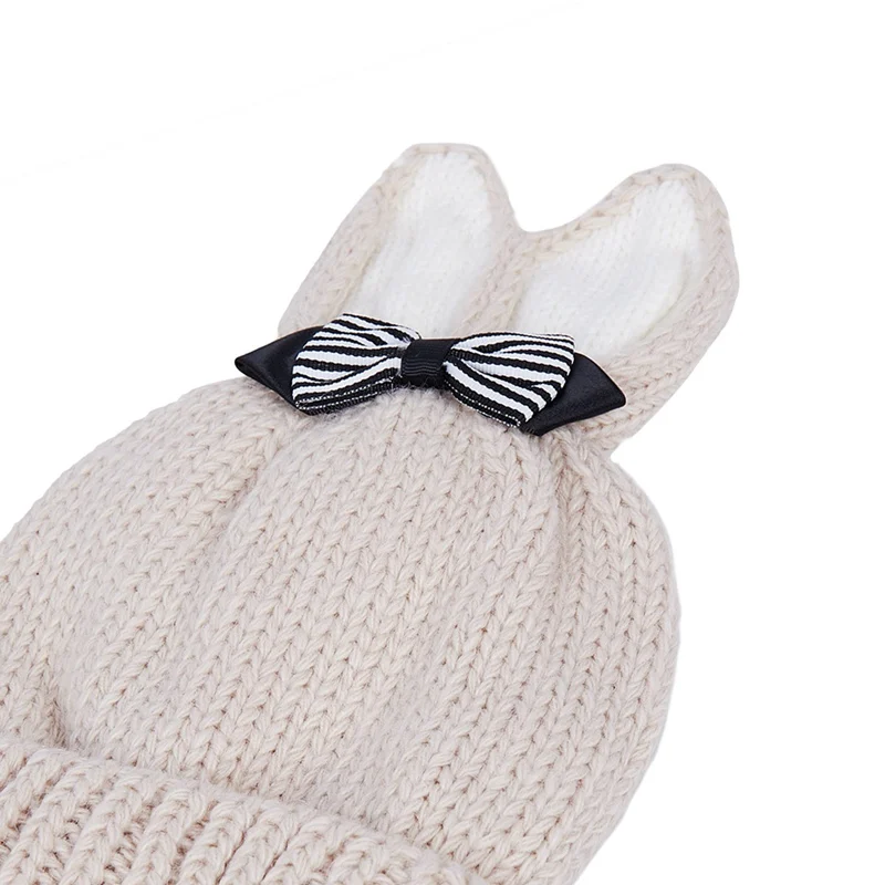 Милые зимние детские шапки с заячьими ушками, вязаные шапки Skullies Beanies