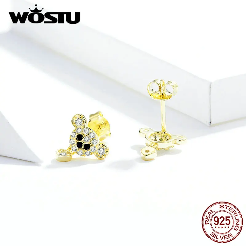WOSTU новый дизайн 100% Стерлинговое Серебро 925 пробы женские серьги с черными
