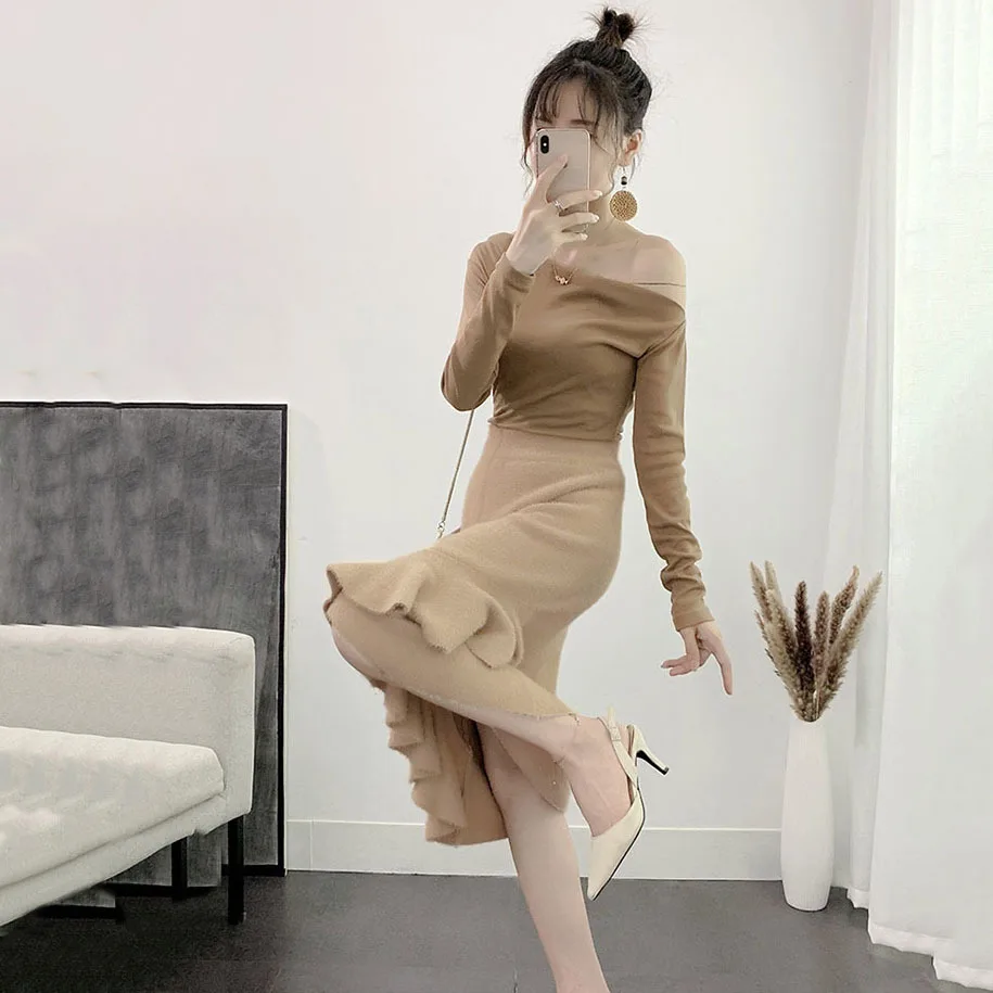 OCEANLOVE прочные юбки Mujer Moda осень зима необычные женские Юбки Высокая талия трикотажные сексуальные офисные женские длинные юбки 13296
