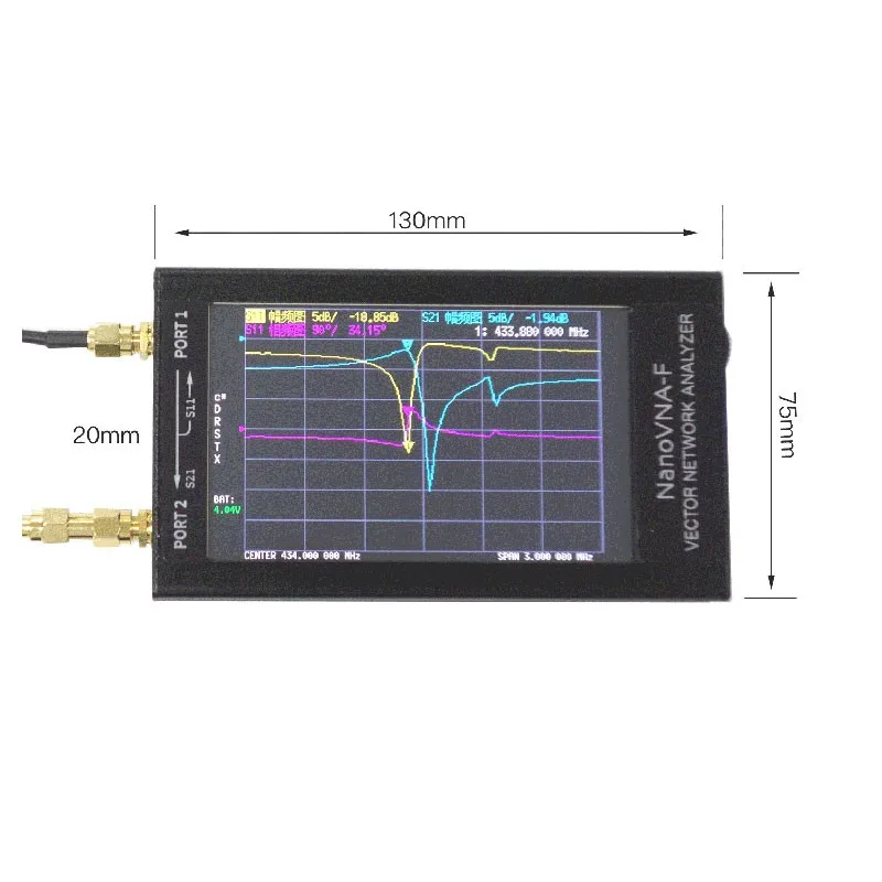ВЧ ОВЧ UHF VNA Векторный анализатор цепей комплект 50 кГц-1000 МГц с 4," ЖК-дисплеем металлический корпус NanoVNA-F