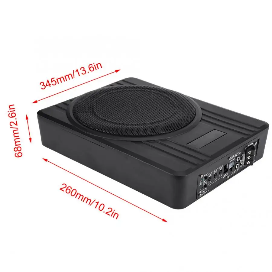 Универсальный 10 дюймов ультратонкий активный сабвуфер для автомобиля аудио автомобиля акустическая система стерео мощность сабвуфер аудио бас корпус динамик