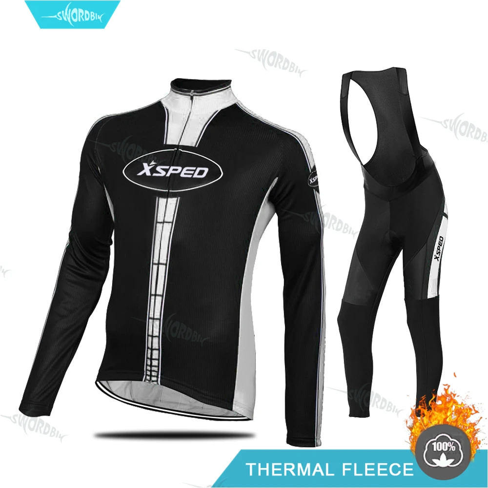 Bib Cycling Set Одежда для велоспорта Pro Team Treking велосипедная форма для мужчин зимний комплект из Джерси Теплая Флисовая одежда с длинным рукавом NW Ropa Ciclismo Hombre - Цвет: Bib Cycling Set