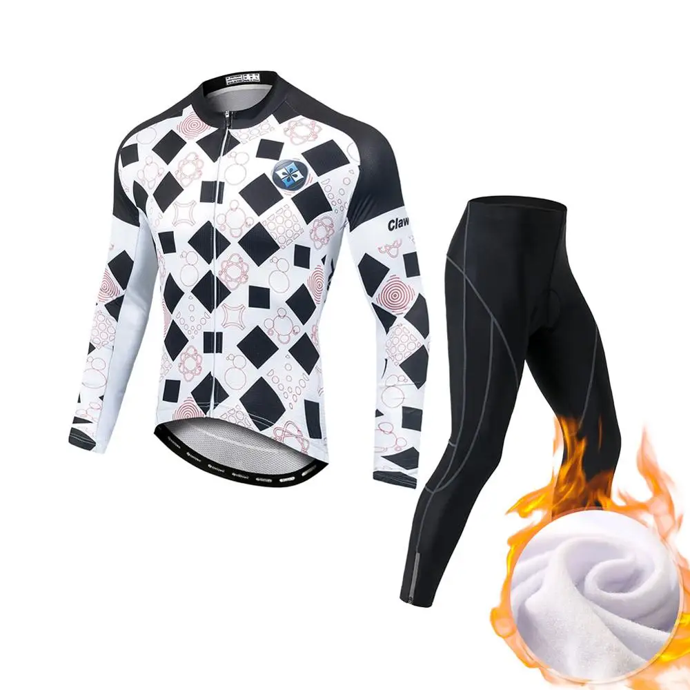 

Mens Cycling Jersey Set Bicycle Road Riding Clothing MTB High Elasticity Cycling Pants Long Sleeve Fleece Tops Suits
