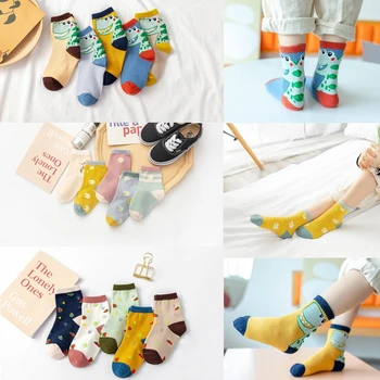 

Baby Kids Socks For Baby Boys Girls 5 Pairs/Lot Cotton Soft Cartoon Printed Socks For 1-9 Yrs Children Autumn Winter Sport Socks