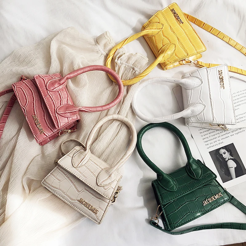 Jacquemus Mini carta bandolera bolsas para las mujeres 2021 pedrería Retro patrón sólido bandolera de Color de cuero de la PU bolsos de las señoras de bolso
