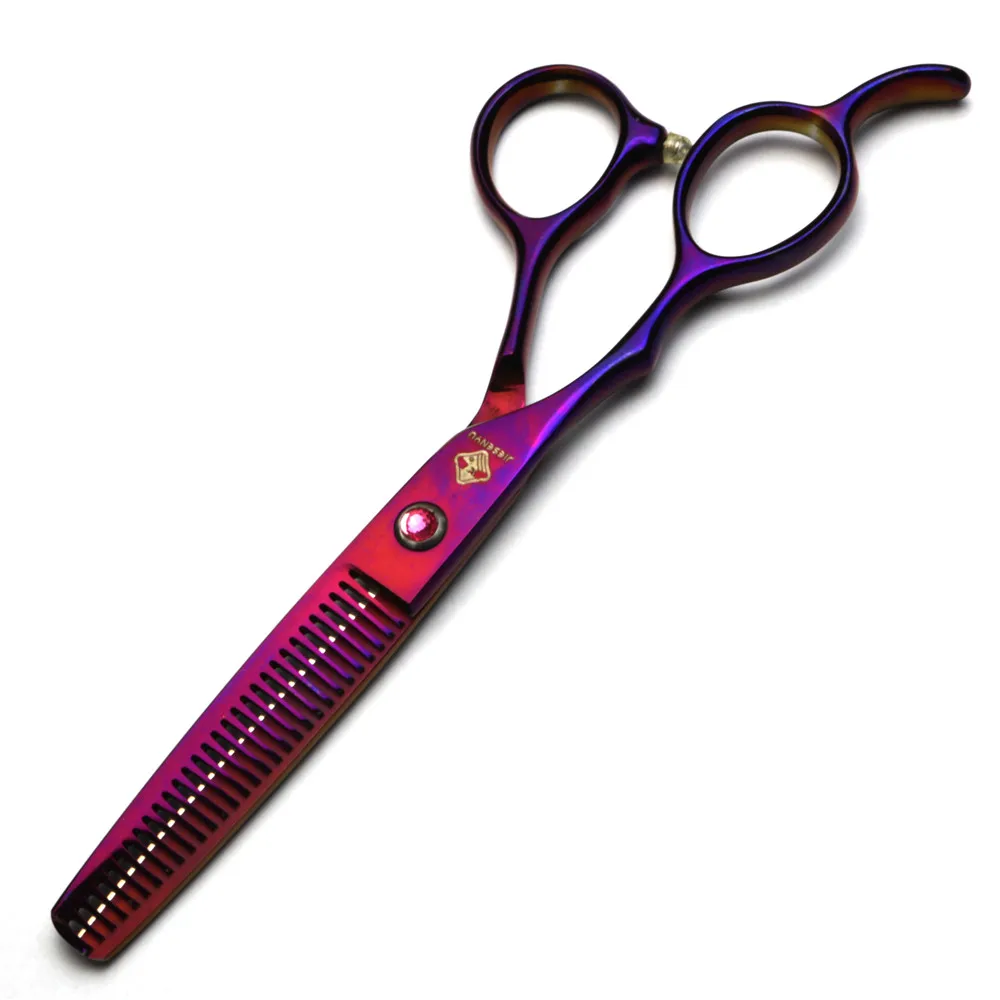 Японский импортированный 6 дюймов 440c фиолетовый левосторонний порошок сверло винт парикмахерские ножницы бытовые плюс тонкие Резанные челки ножницы
