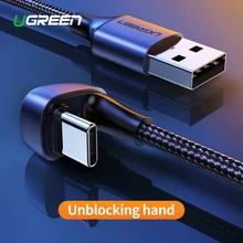 Ugreen 3A usb type-C кабель для samsung S10 S9 Plus угол 180 ° Быстрая зарядка USB C кабель для nintendo Switch мобильный телефон USB шнур