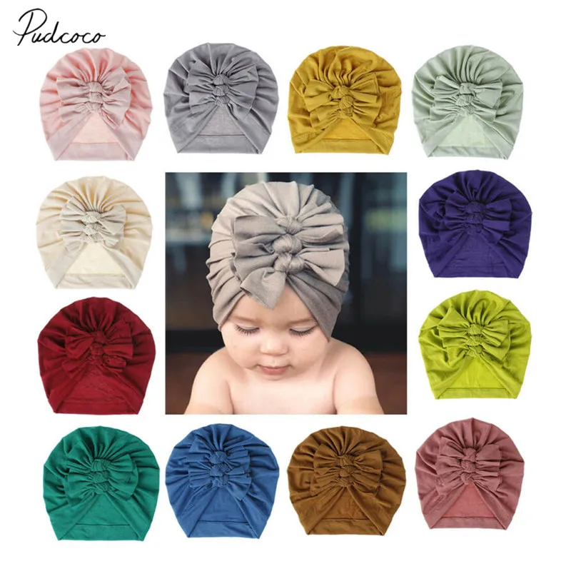 2019 Детские аксессуары тюрбан для новорожденных с бантом головной убор хлопковая