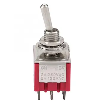 

5Pcs ON-ON 2 Position Toggle Switch 3PDT 9 Pin 6mm 2A/250VAC 5A/120VAC