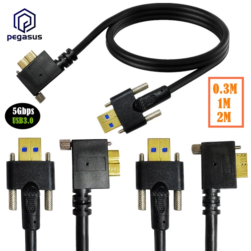 

0.3 Meter/1m/2m USB 3.0 A to Micro B Male to Male With Dual M3 Screw Locking Digital Device Data Charging Cable