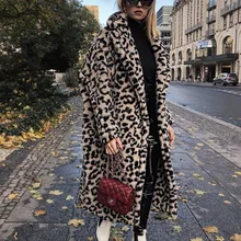 Импортные товары осенняя и зимняя женская одежда средней длины с леопардовым принтом из овечьей шерсти женские пальто и куртки для женщин