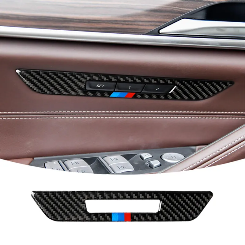 

Car Interior Carbon Fiber Sticker Seat Memory Button Panel Cover Trim Frame Decoration for BMW 528li 540li 5 Series G38 G30 2018