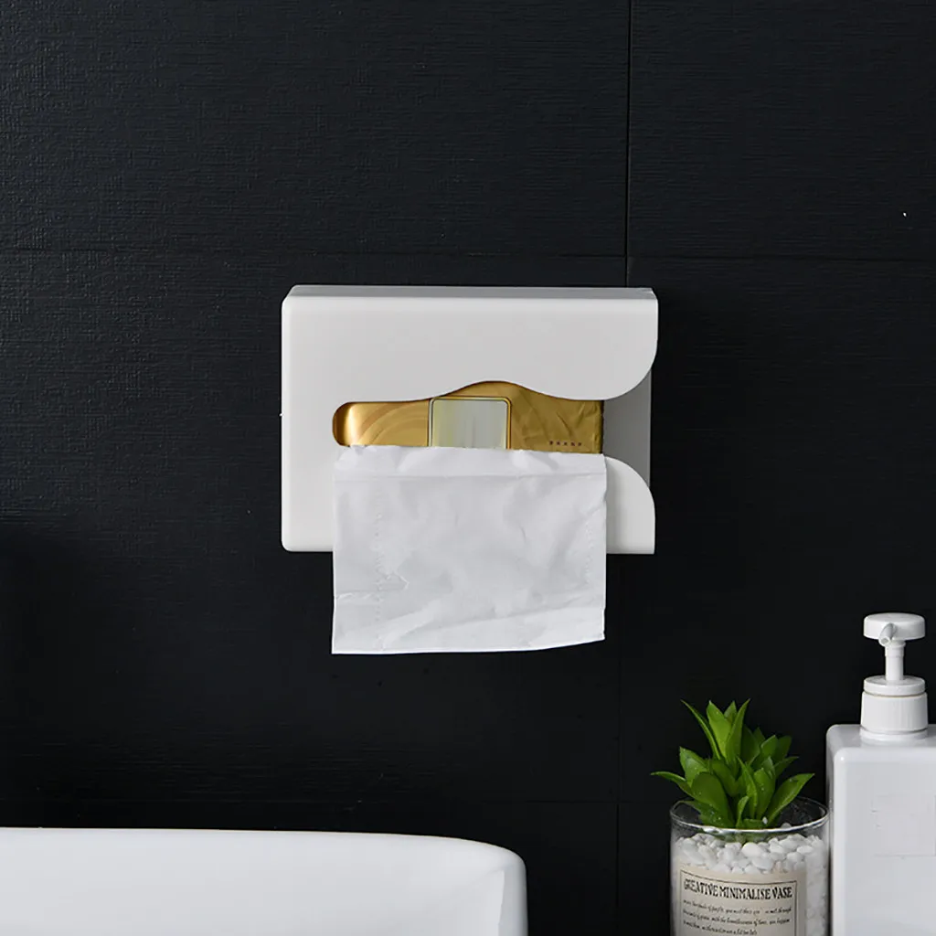 Kitchen Paper Storage Box Bathroom Seamless Wall-mounted Paper Towel Holder