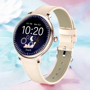 

NY12 Stylish women smart watch Round Screen smartwatch for Girl Heart Rate monitor compatible For Android IOS VS CF18 Smart Band