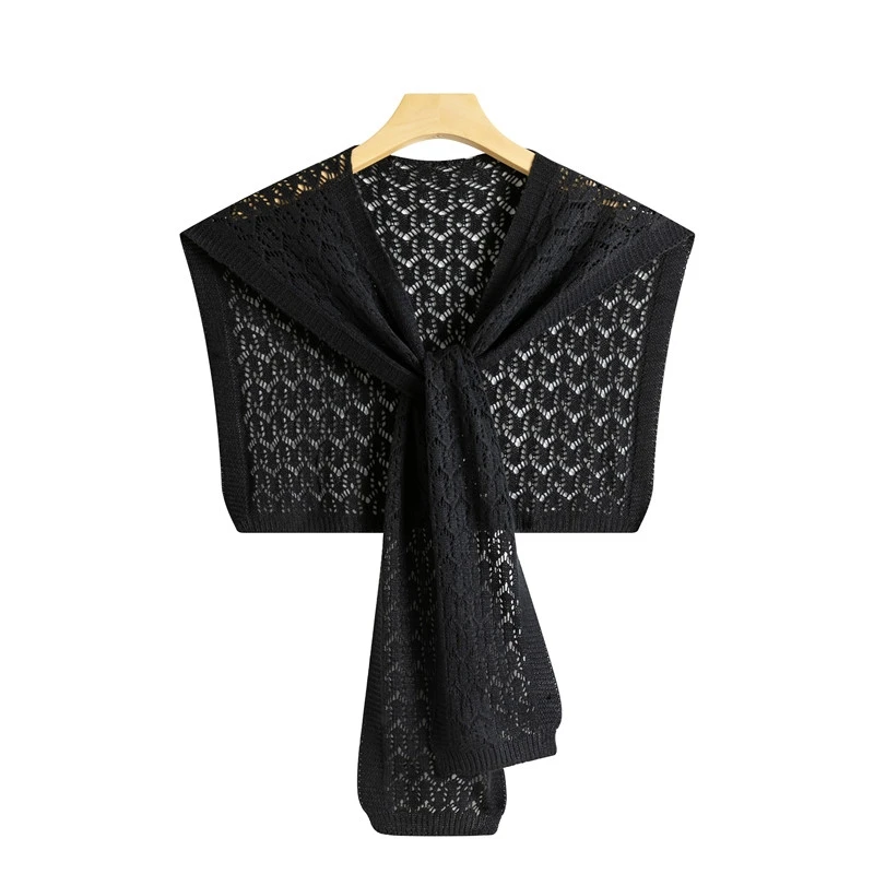 FUXIU Dames Winter Geribbelde Gebreide Coltrui Faux Kraag Sjaal Wrap met Knop Winddicht Asymmetrische Split Trui, Gy, One size